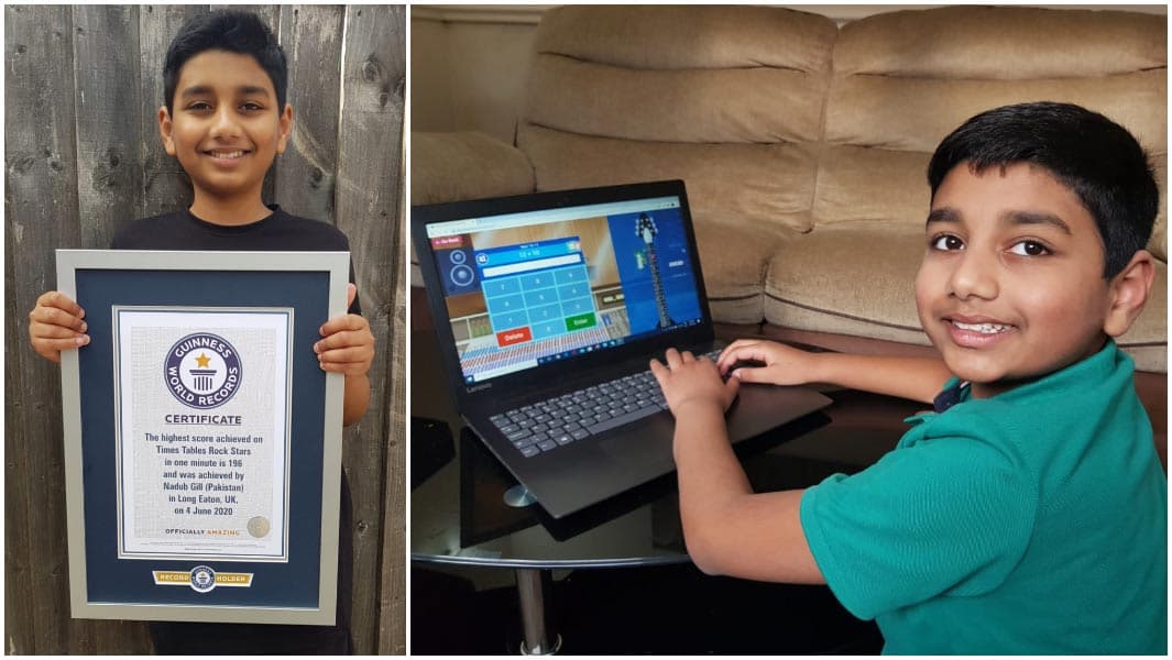 Un niño genio de 10 años, Nadub Gill del Reino Unido, estableció un récord Guinness al responder 196 operaciones matemáticas de multiplicación y división en tan solo un minuto.