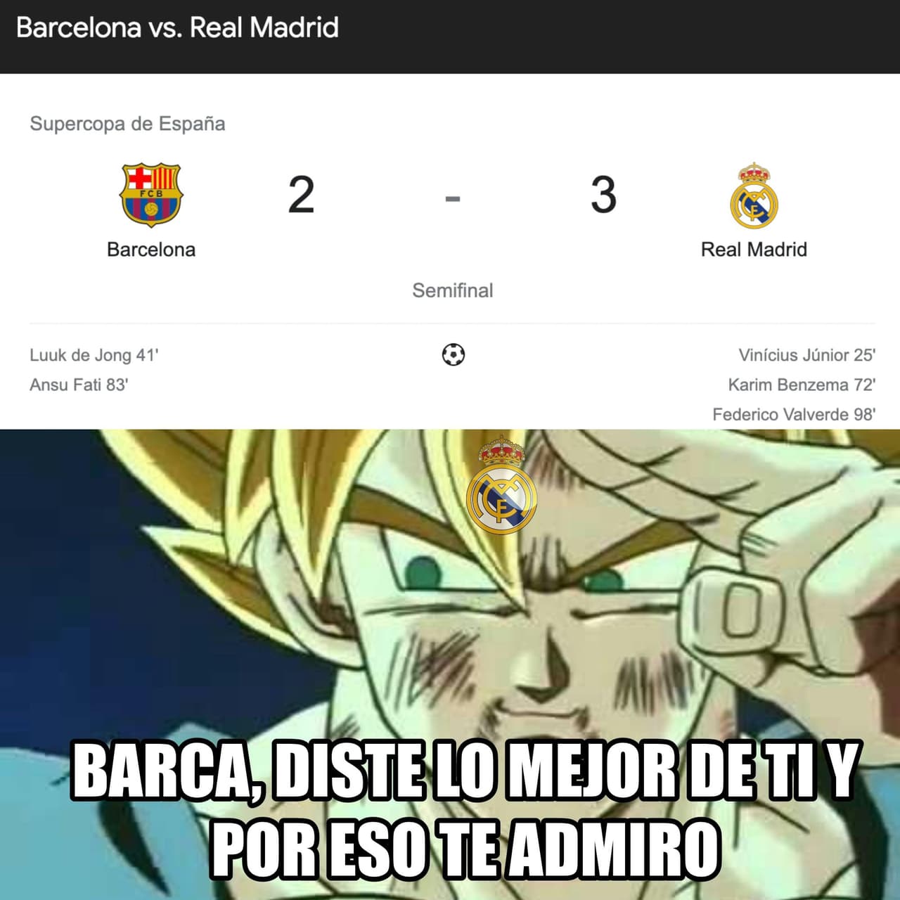 El Barcelona cayó 2-3 frente al Real Madrid en las semifinales de la Supercopa de España y los memes no tardaron mucho tiempo en aparecer.
