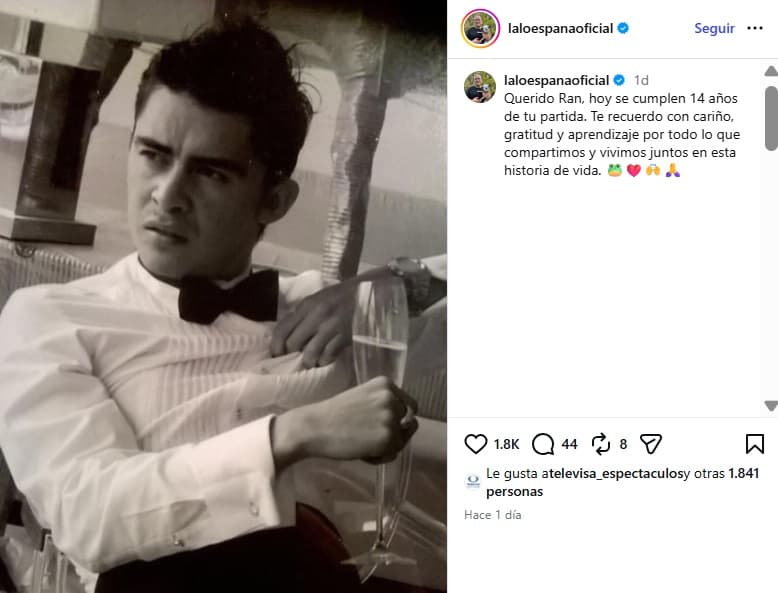 Lalo España compartió este mensaje para su difunto novio, Ranferi Aguilar.