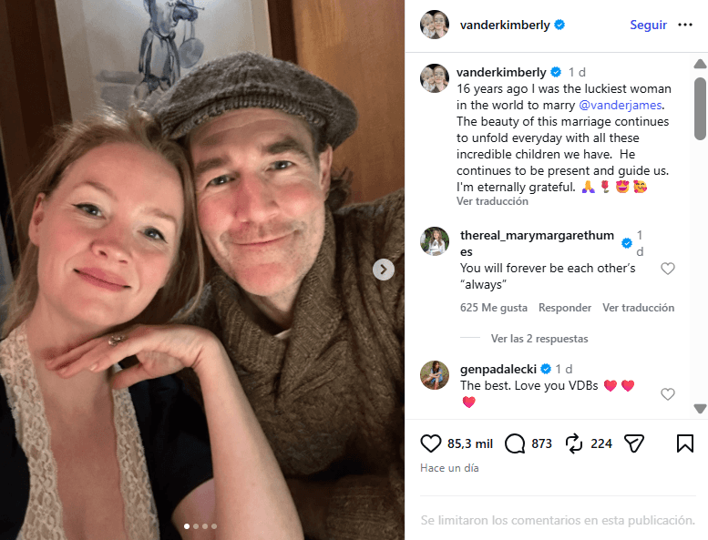 Kimberly, viuda de James Van Der Beek, recordó así su aniversario de bodas.