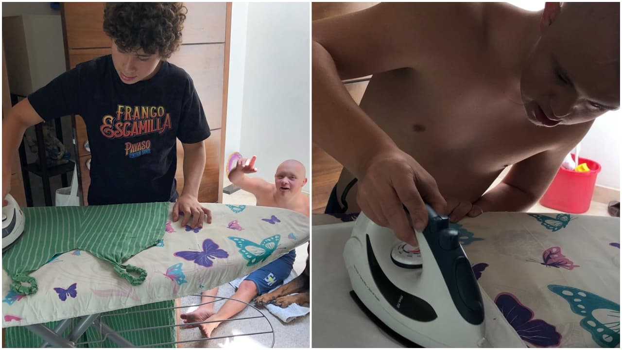 El pasado 30 de julio compartió en Instagram algunas fotografías en donde
<b><a href="https://www.univision.com/famosos/los-hijos-de-lety-calderon-quieren-visitar-a-su-padre-en-prision-pero-el-no-lo-ha-pedido-fotos">Luciano y Carlo</a> practican para planchar la ropa</b>.
<br>