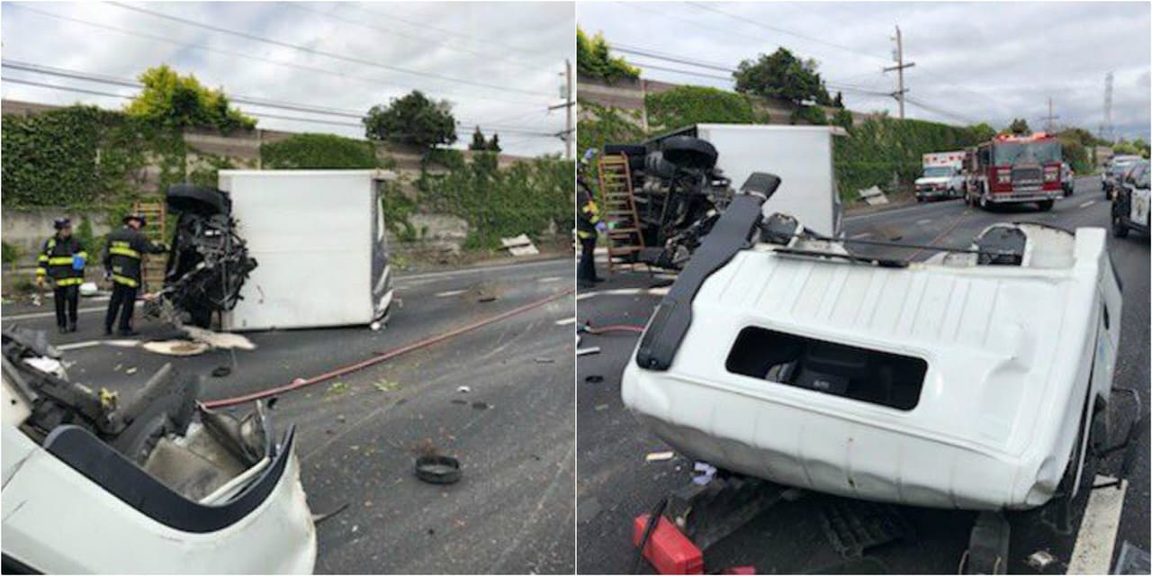 Reabren todos los carriles de la I-880 en dirección sur tras volcadura de camión de carga