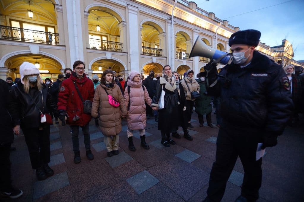 Protestas en Saint Petersburg, 24 de febrero del 2022.