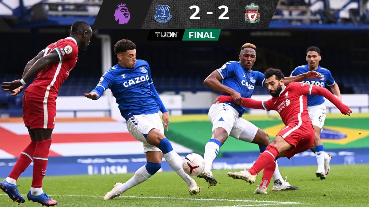 Everton y Liverpool empatan en intenso juego de Premier League