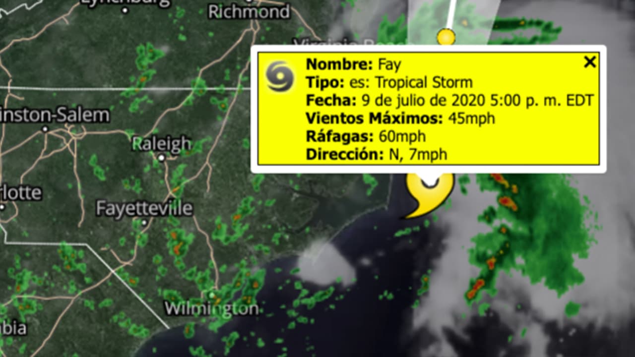Tormenta tropical Fay se forma frente a la costa de Carolina del Norte