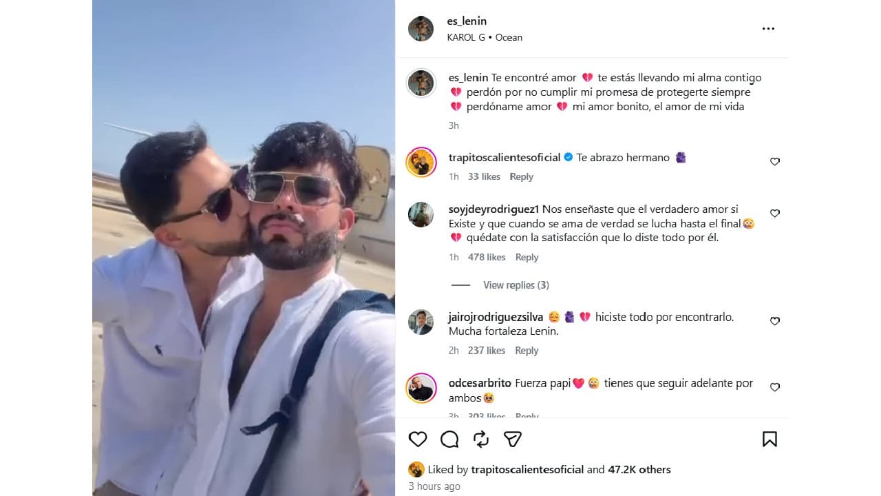Lenin Peña así informó la muerte de su novio Yordy Paredes, quien perdió la vida en los sismos de Venezuela.