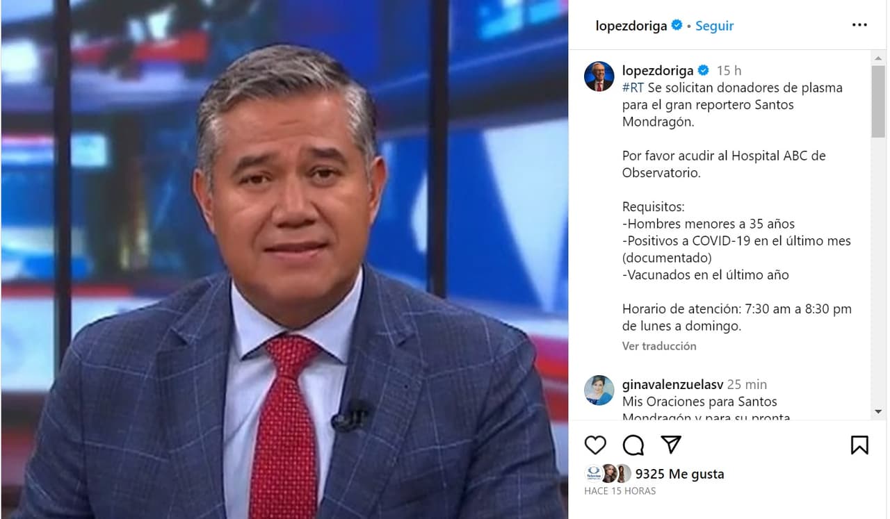 Santos Mondragón está hospitalizado desde hace varios días en la Ciudad de México