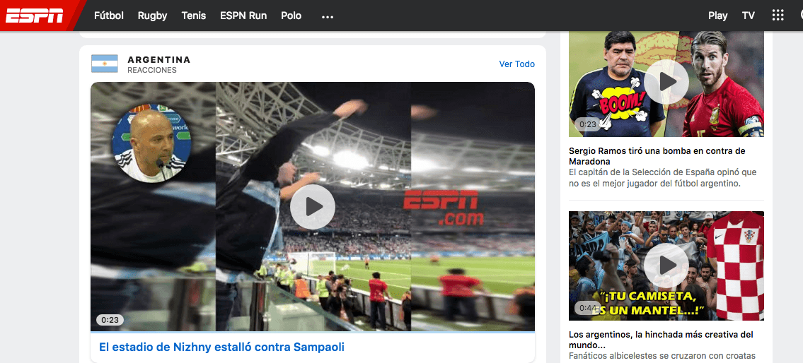 ESPN Argentina: Resaltan los cantos que le dedicaron a Sampaoli desde las tribunas