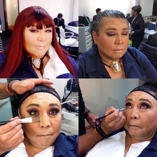 <b>Roberto</b> se somete a un proceso de caracterización para convertirse en mujer, donde además de maquillaje, también usa una prótesis para aparentar que tiene busto.