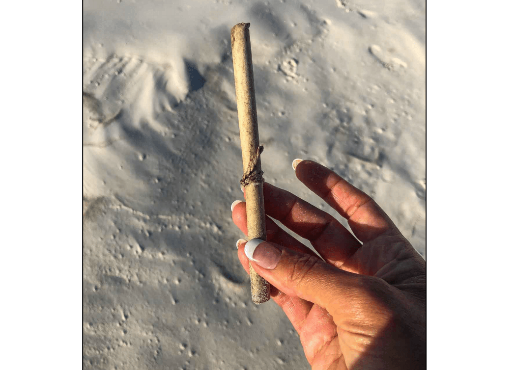 El mensaje que estaba en el interior de la botella estaba húmedo y se veía así.