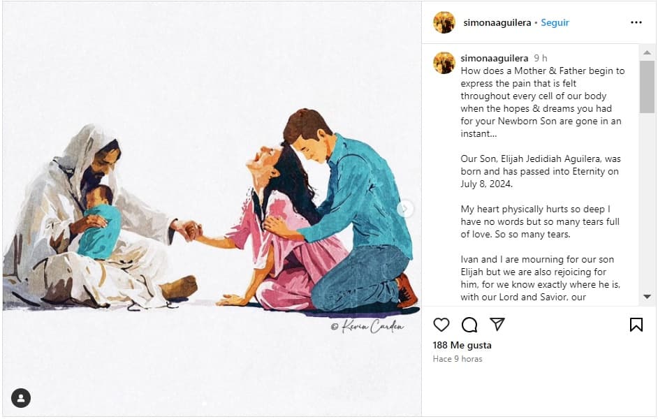 Simona Hackman, esposa de Iván Aguilera, dio a conocer la muerte de su bebé recién nacido.