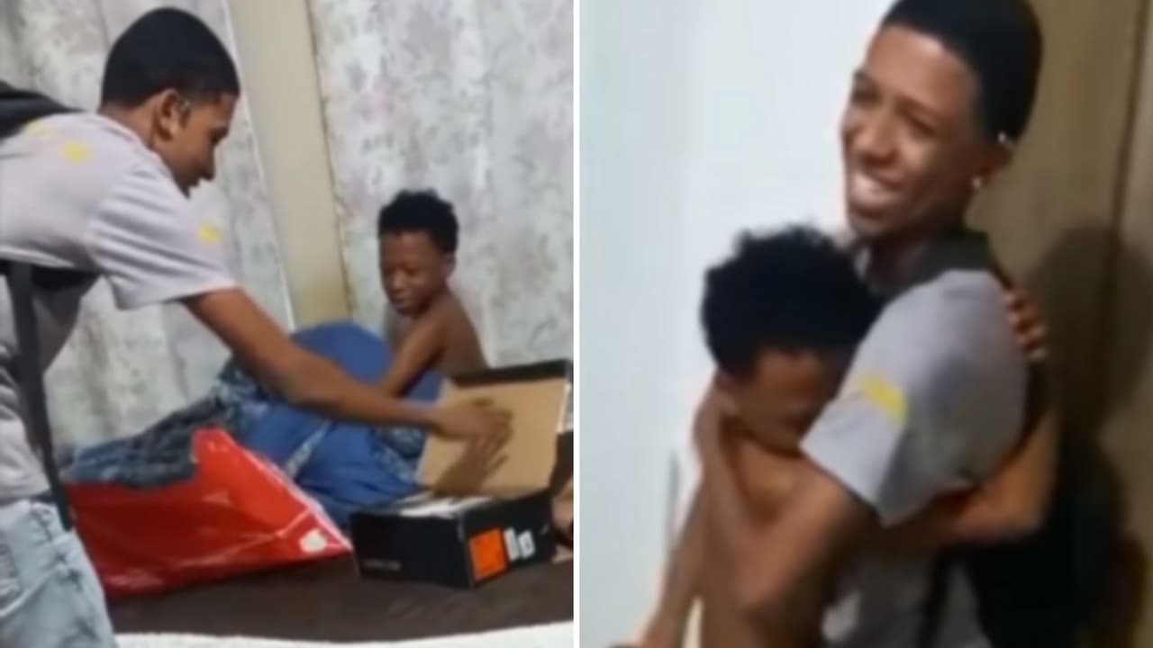 Usó su primer sueldo para comprar a su hermanito los tenis de sus sueños y conmovió a Internet