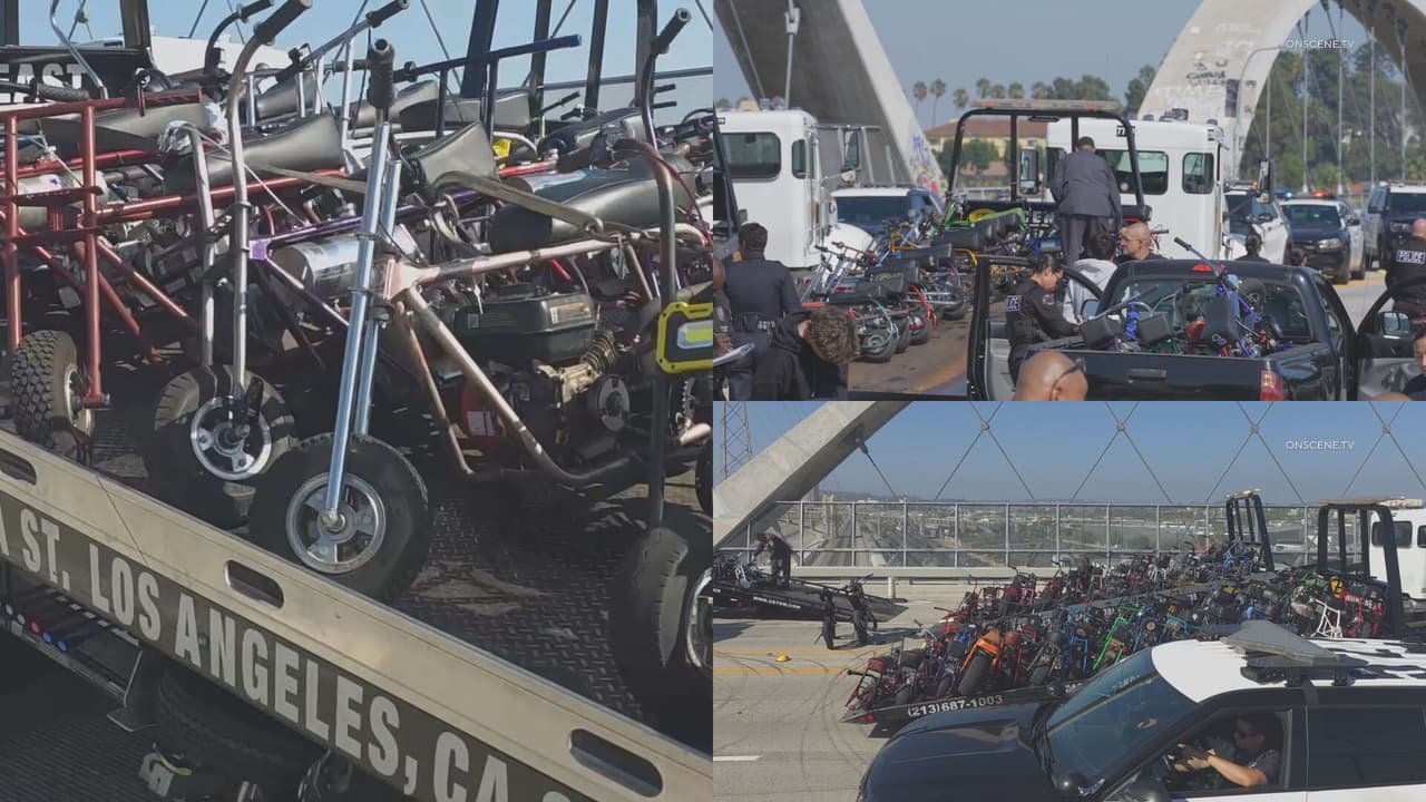 Casi 80 detenidos y 78 minimotos confiscadas tras operativo policial en el puente de la Calle 6 en Los Ángeles