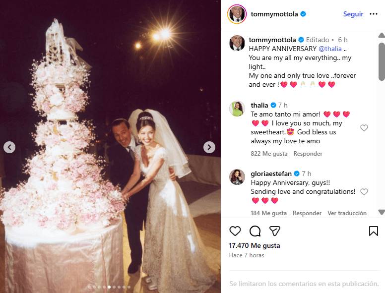 Tommy Mottola le dedica emotivas palabras a Thalía.