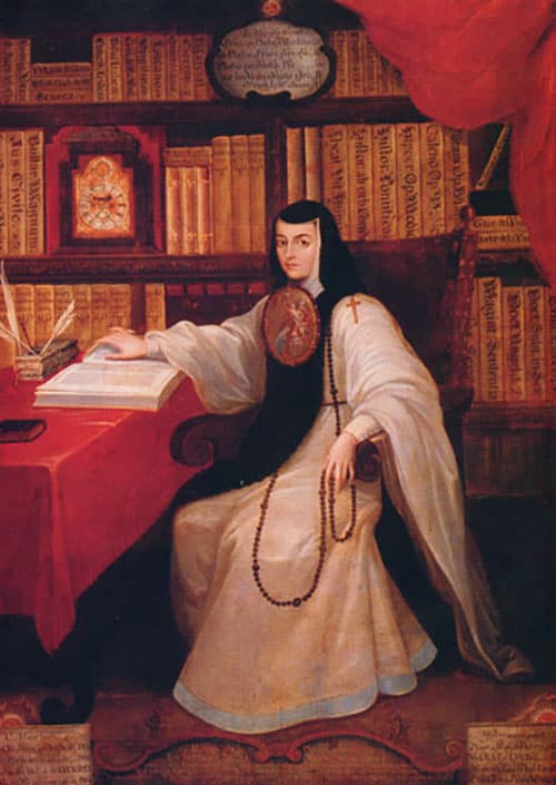 <b>La independencia del conocimiento:</b>
<b>Sor Juana Ines de la Cruz (1648?-1695), México</b>
<br>Nacida alrededor de 1648 (no hay consenso acerca de la fecha real), la mexicana
<a href="https://www.britannica.com/biography/Sor-Juana-Ines-de-la-Cruz">Sor Juana Inés de la Cruz</a> lo tuvo difícil para tener una educación, pero su interés por el saber logró que sus orígenes modestos no fueran un impedimento para su formación. Su inteligencia brillante destacó desde su niñez, y tuvo la oportunidad de estudiar apoyada por un noble. Se hizo monja para poder seguir estudiando y mantenerse independiente. Su sed de conocimiento fue tal que amasó una de las bibliotecas más grandes del momento. Escribió numerosas obras, claves del Barroco Hispano, y situó a la mujer como la base de la razón en lugar de la pasión.