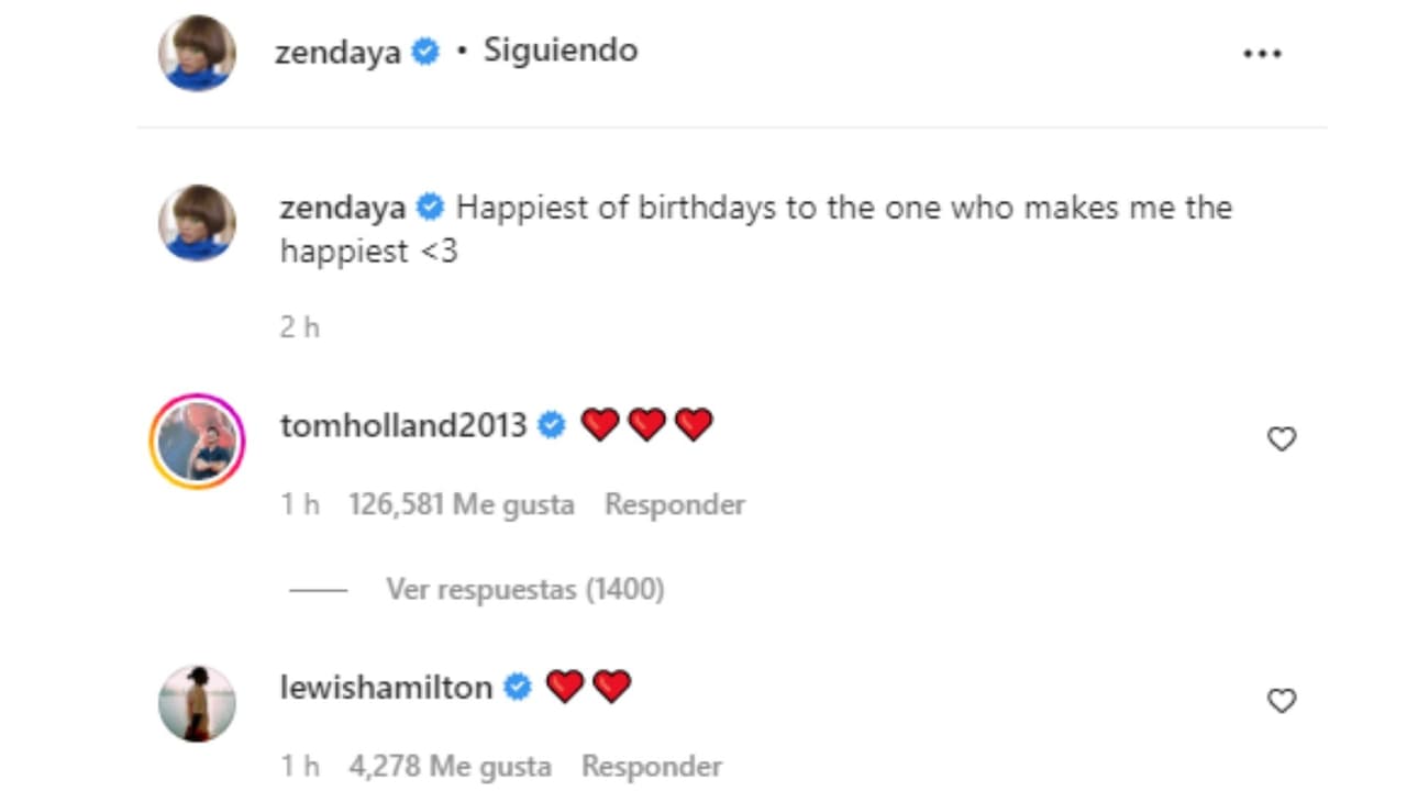 Tom Holland comentó la foto de Zendaya con emojis de corazón