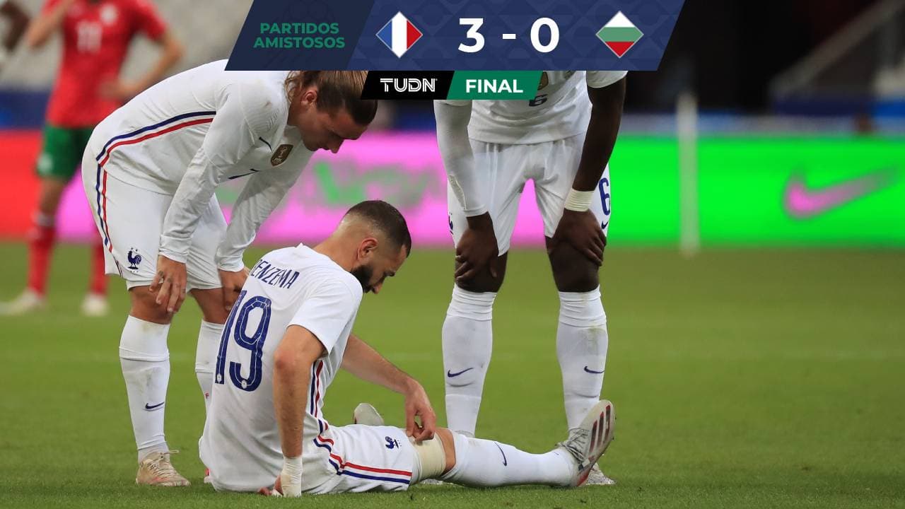 Francia derrota a Bulgaria en último juego de preparación pero Benzema sale lesionado