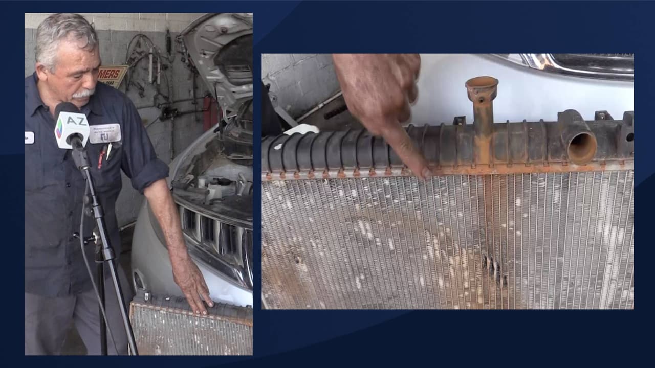 “Aquí tienen el resultado, aquí no usaron
<i>antifreeze,</i> y ensucia todo el sistema de enfriamiento del motor del carro”, dice Fernández.
<br>