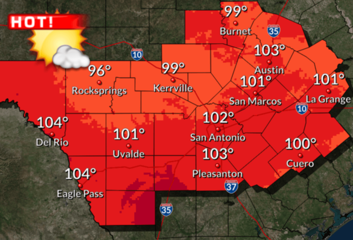 Advertencia de calor para varios condados en el centro de Texas