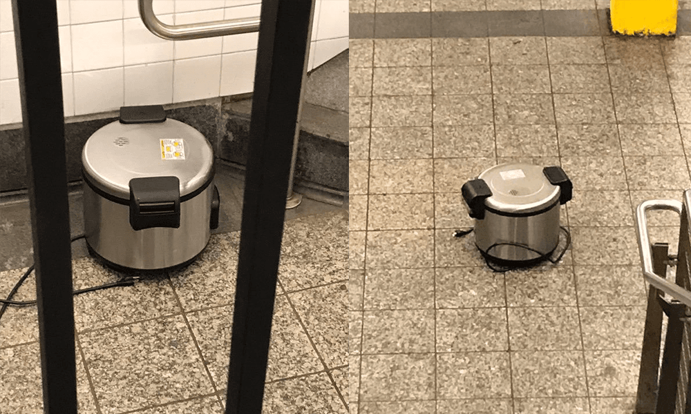 Ollas de presión en estación de subway causan alerta, policías buscan a sospechoso