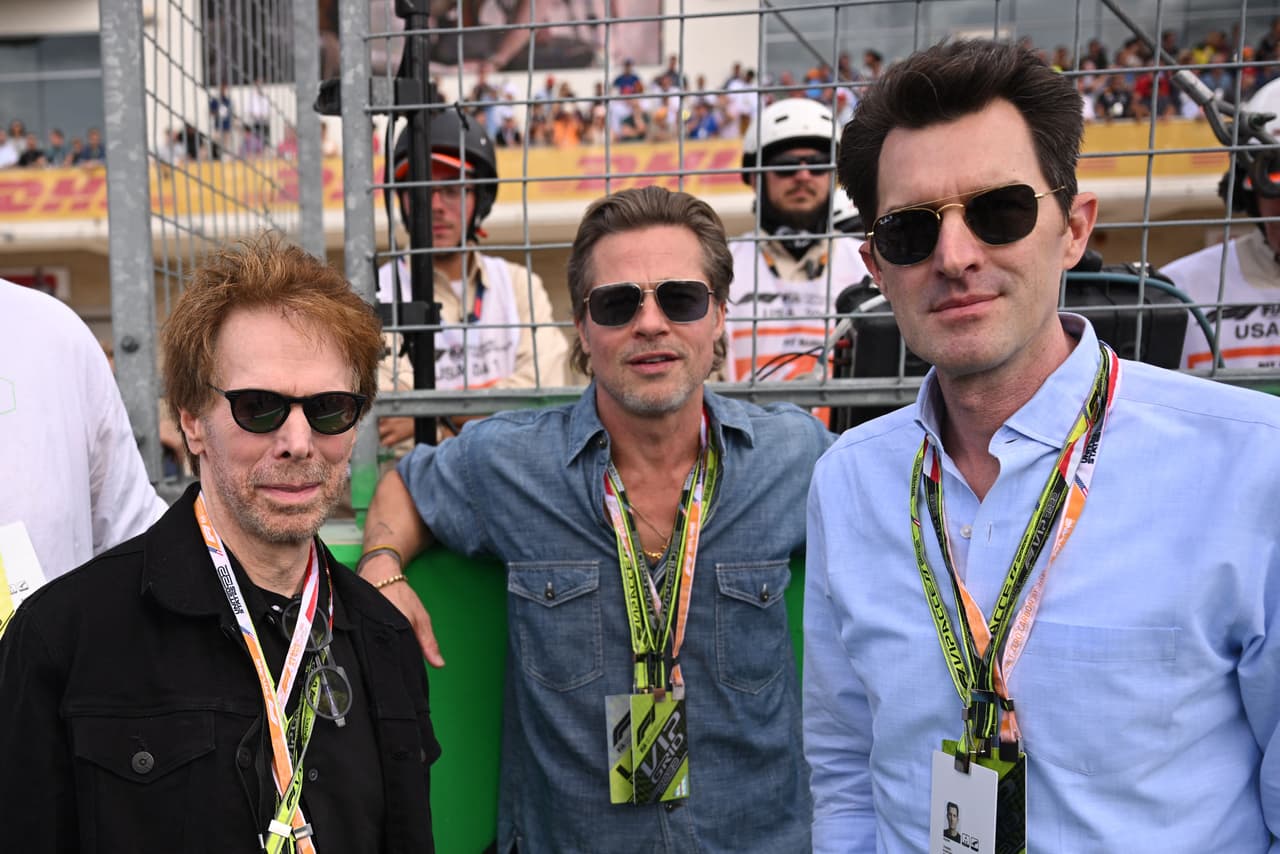 Brad Pitt, Pharrell Williams y Ed Sheeran atestiguaron el triunfo de Red Bull en el GP de Estados Unidos.