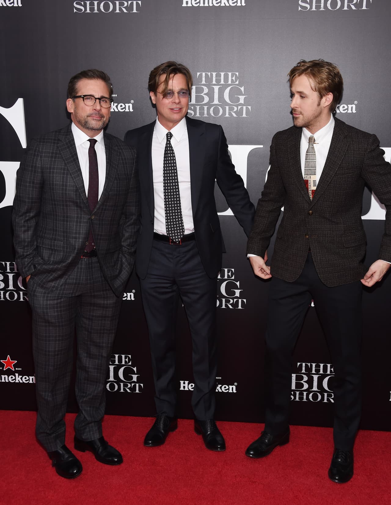 Steve Carell, Brad Pitt y Ryan Gosling se juntaron para la típica foto juntos.