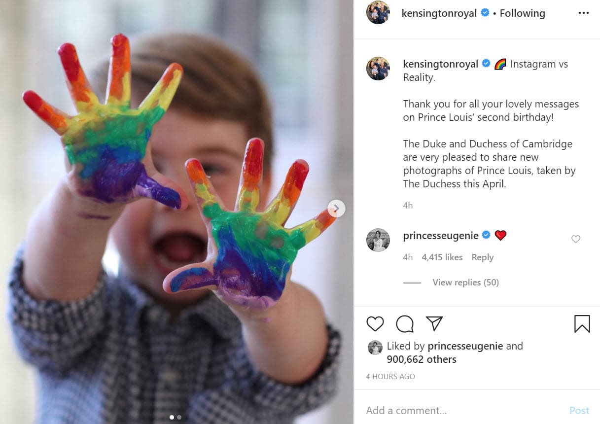 Este jueves también se dieron a conocer
<b><a href="https://www.instagram.com/p/B_UHBjUl963/" target="_blank">dos nuevas fotos </a></b>de Louis tomadas por su madre. En la cuenta de los Cambridge se publicaron los retratos con el siguiente pie de foto: "
<b>Instagram vs. Realidad.</b> ¡Gracias por todos sus adorables mensajes en el segundo cumpleaños del príncipe Louis!".
<br>