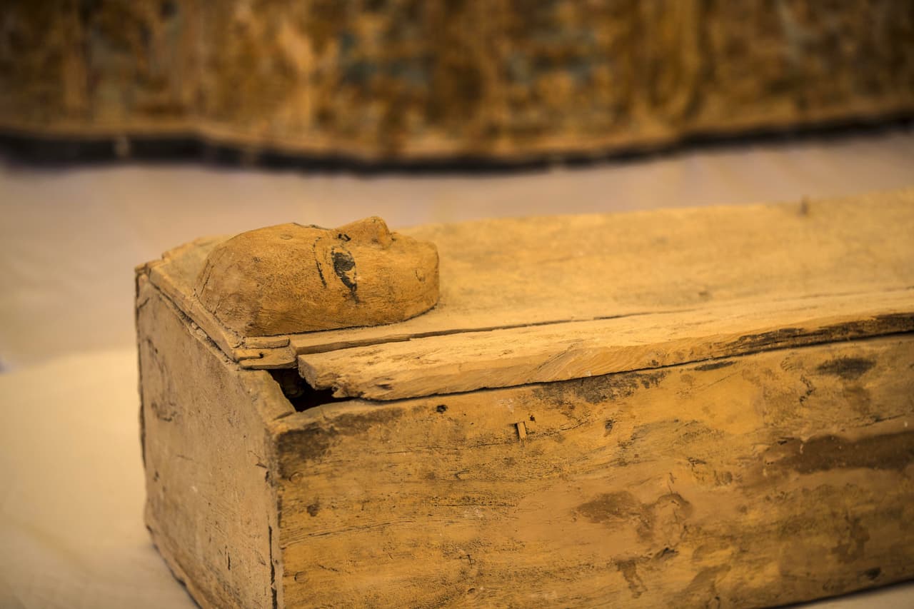 Entre el inusual descubrimiento, se encontraba este sarcófago de un menor de edad. Sus restos han sido preservados por miles de años, desde entre 945 y 715 antes de Cristo.