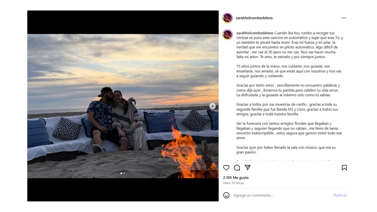 El mensaje con el que esposa de Gerson Leos se despidió de él.