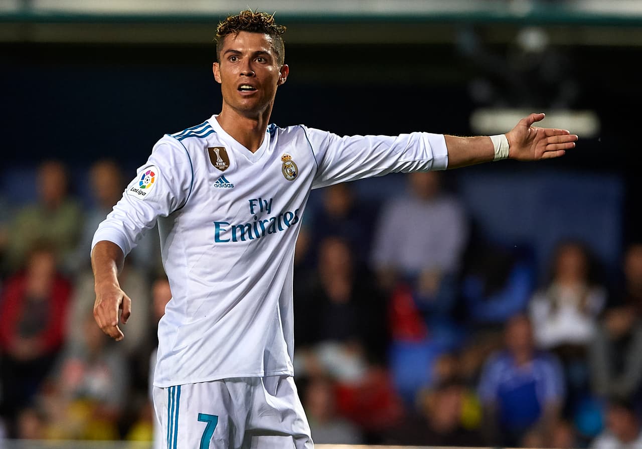 VILLARREAL, SPAIN - MAY 19: Cristiano Ronaldo of Real Madrid reacts during the La Liga match between Villarreal and Real Madrid at Estadio de La Ceramica on May 19, 2018 in Villarreal, Spain. (Photo by Manuel Queimadelos Alonso/Getty Images)