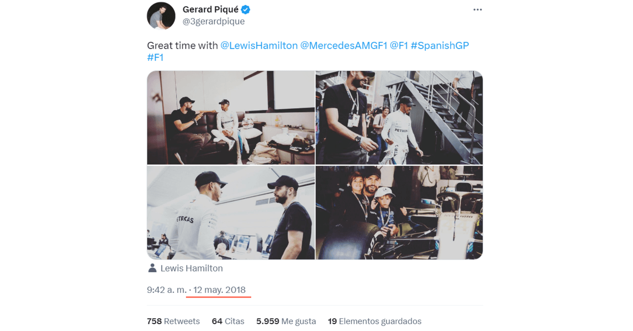 Gerard Piqué y Lewis Hamilton se conocen desde años atrás de las salidas del piloto con Shakira
