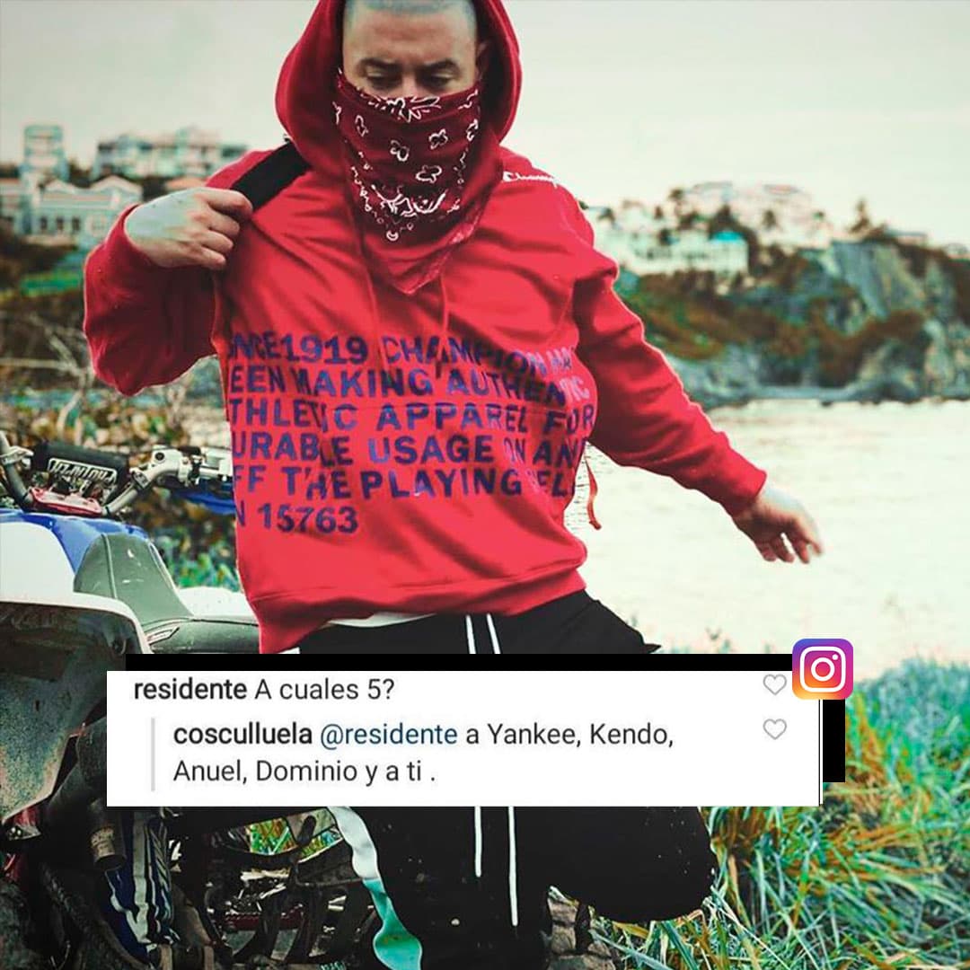 Con que
<b>Cosculluela</b> le respondió: “@residente a Yankee, Kendo, Anuel, Dominio y a ti”.