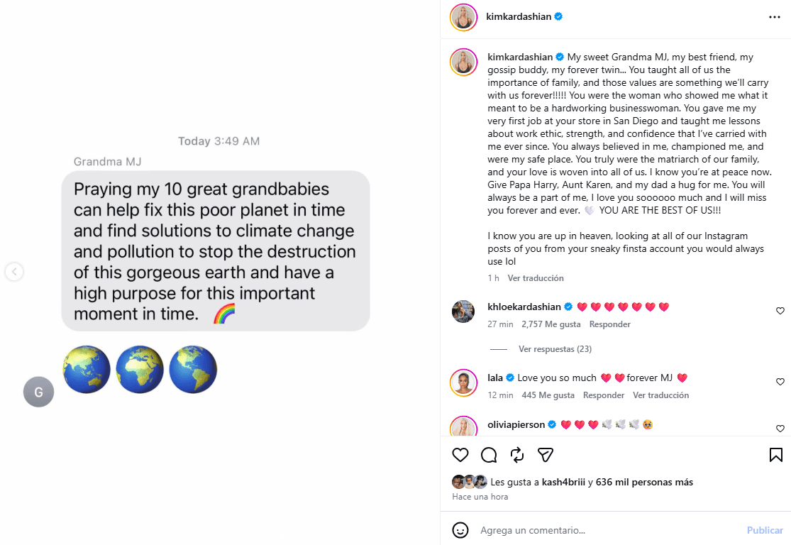 MJ, abuela de Kim Kardashian, tenía un deseo relacionado con sus bisnietos.