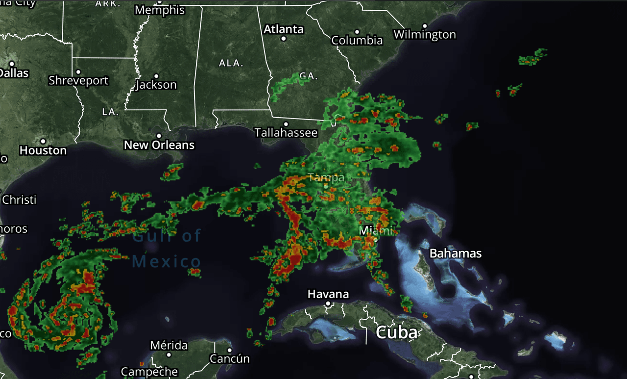 Zonas de Florida que esperan lluvias este domingo y lunes antes de la llegada de Milton
