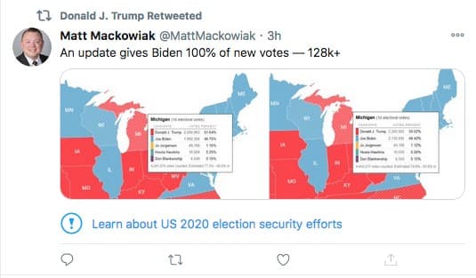 Captura de pantalla de Twitter tomada el 4 de noviembre de 2020.