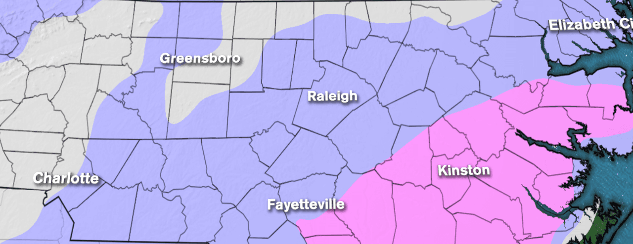 Pronostican nevadas este jueves en varias ciudades de Carolina del Norte