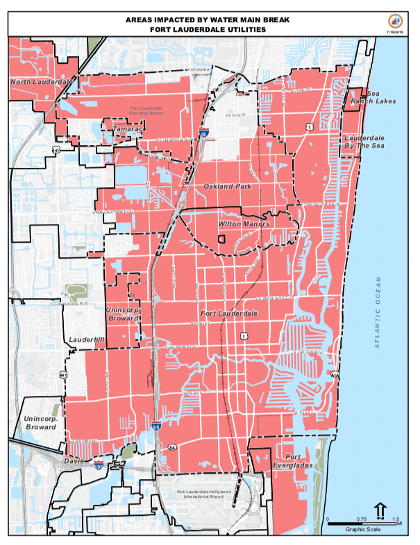 Este es el área afectada por el corte del servicio de agua.