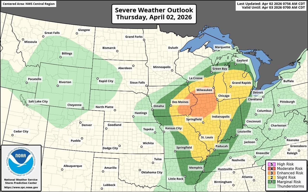Alertan por posible formación de un tornado en el sur de Illinois