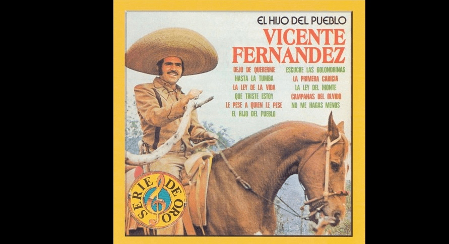 <b>25- Vicente Fernández: 'El Hijo del pueblo'.</b>
<br>Copias vendidas: 568,000
<br>Este disco de Vicente Férnandez originalmente se publicó en 1975 después de que estelarizara la película del mismo nombre.