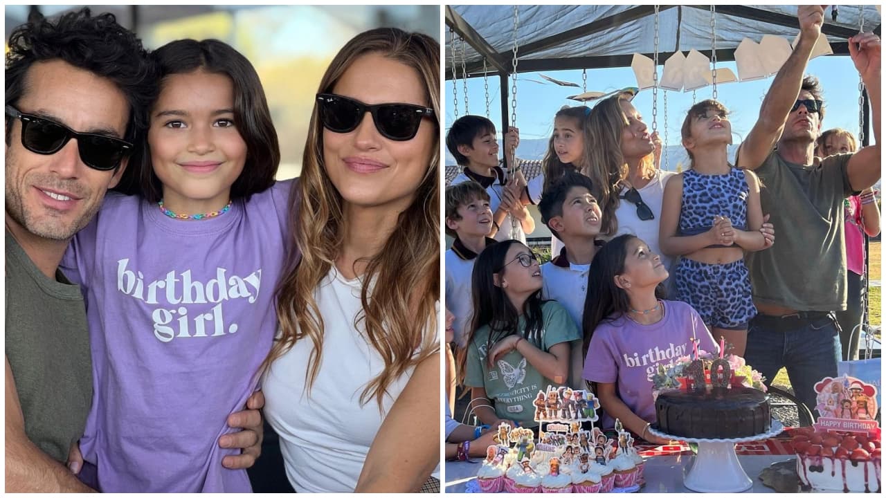Erin junto a sus padres Aarón Díaz y Lola Ponce en su cumpleaños.