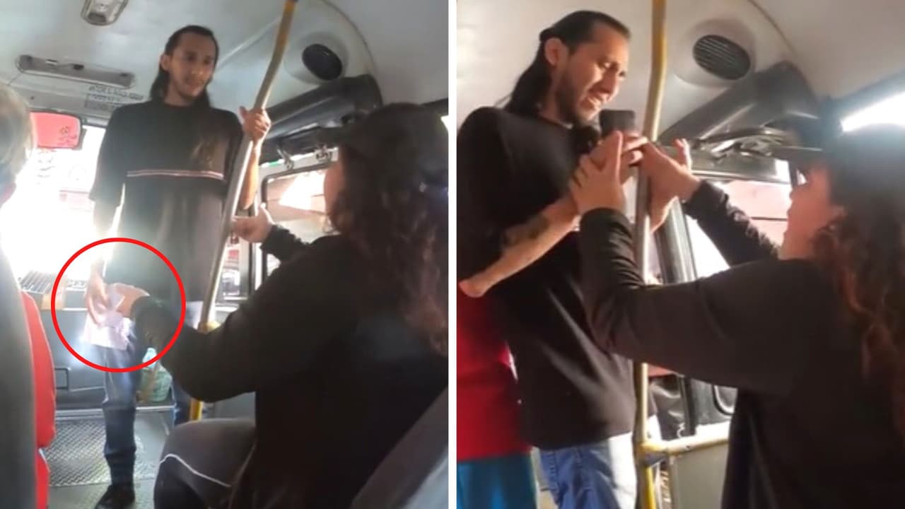 Hombre trata de robar a pasajeros de un camión, pero sale regañado por "no hacerlo bien"