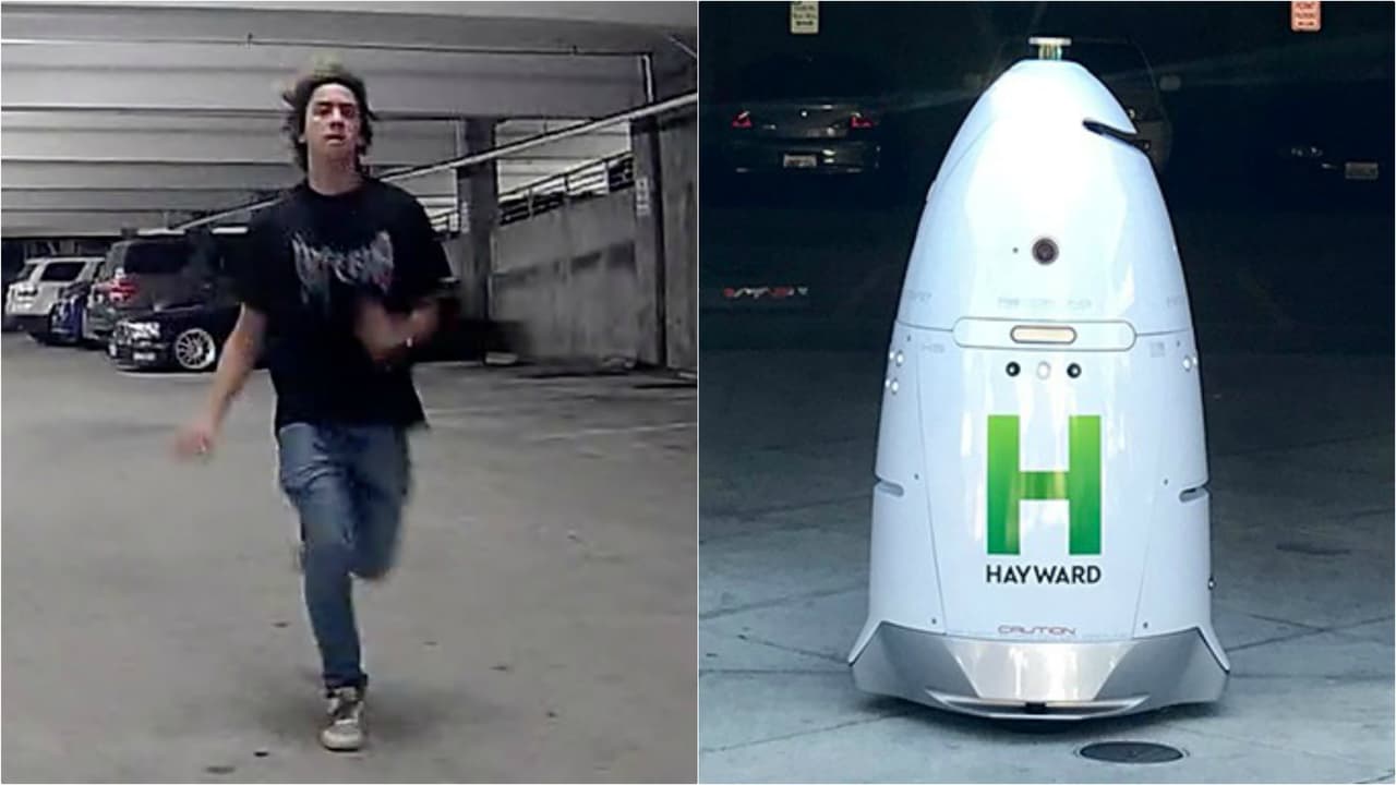 Buscan a joven que derribó robot de vigilancia en un estacionamiento en Hayward