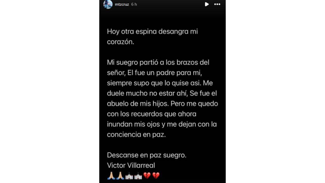 Cruz Martínez lamentó la muerte de su suegro.