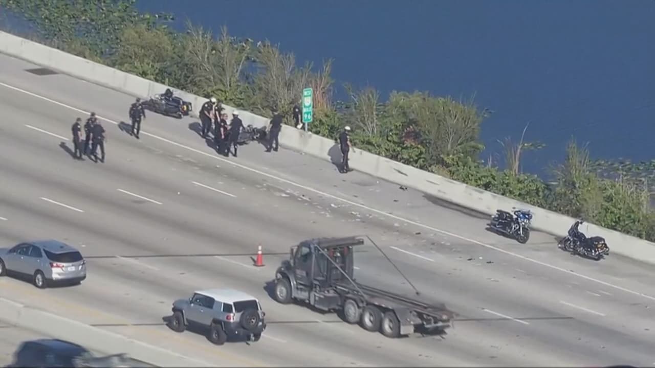 Dos policías motorizados de Miami resultan heridos en choque en la autopista 836