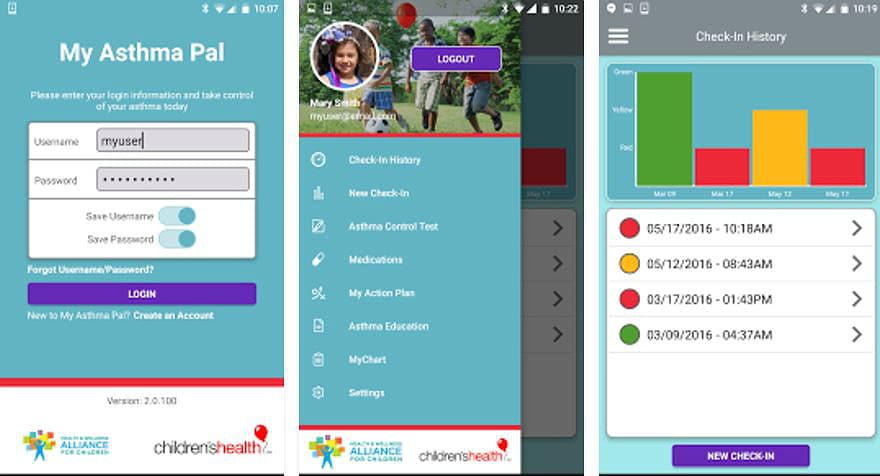 La app My Asthma Pal permite analizar información relevante para el correcto manejo del asma.