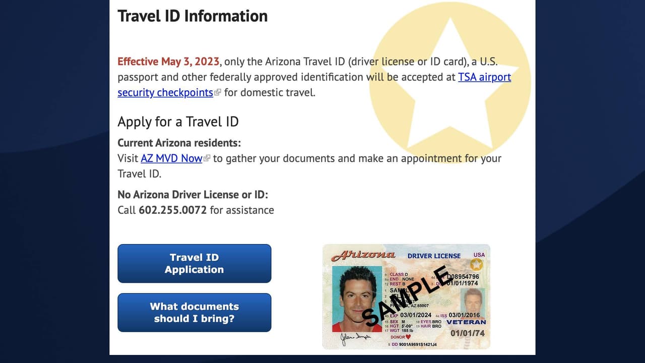 El costo del ‘Real ID’ es de $25 dólares. Esta identificación requiere documentos que comprueban la identidad, el seguro social y el domicilio. Para obtener el Real ID los interesados deben iniciar el proceso a través de
<b><a href="https://azmvdnow.gov/home" target="_blank">azmvdnow.gov/home</a></b> .
<br>