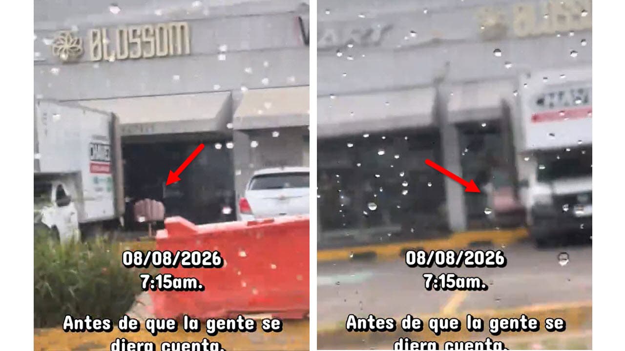Así sacaron los muebles del salón de belleza de Valeria Márquez. Se aprecian las famosas sillas rosadas que tenía.