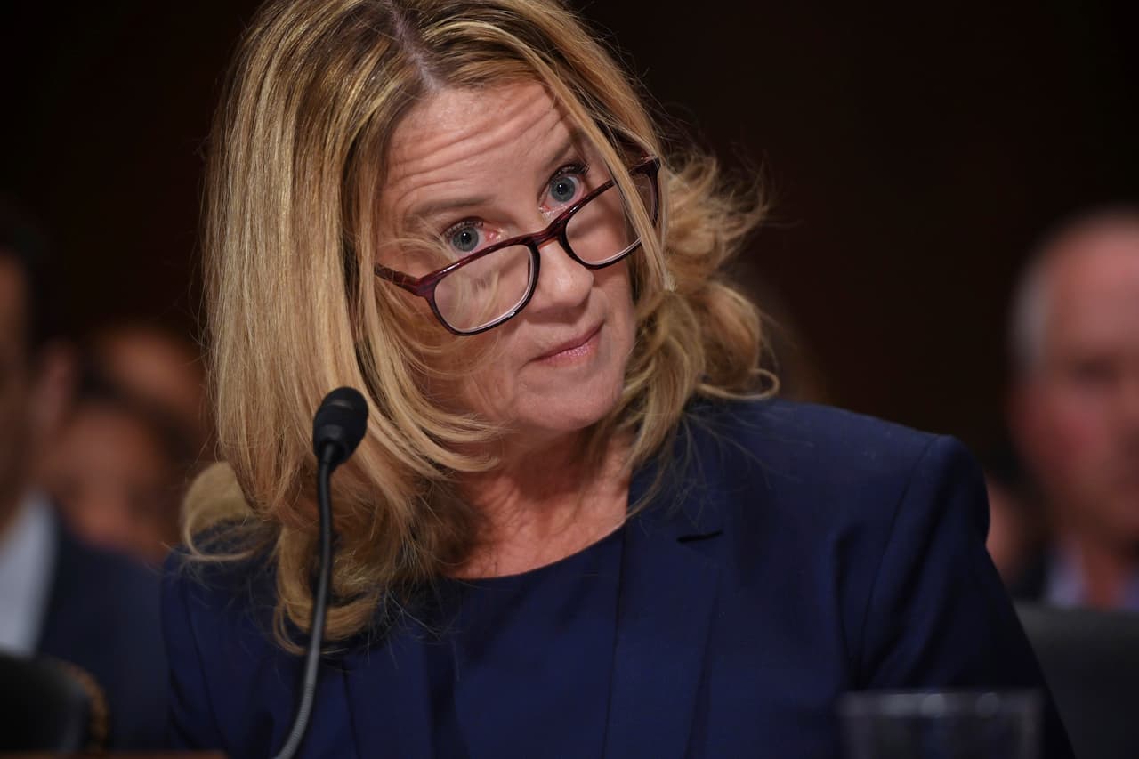 Christine Blasey Ford testifies to the Senate Judiciary Committee on Capitol Hill in Washington, Thursday, Sept. 27, 2018. (Saul Loeb/Pool Photo via AP)