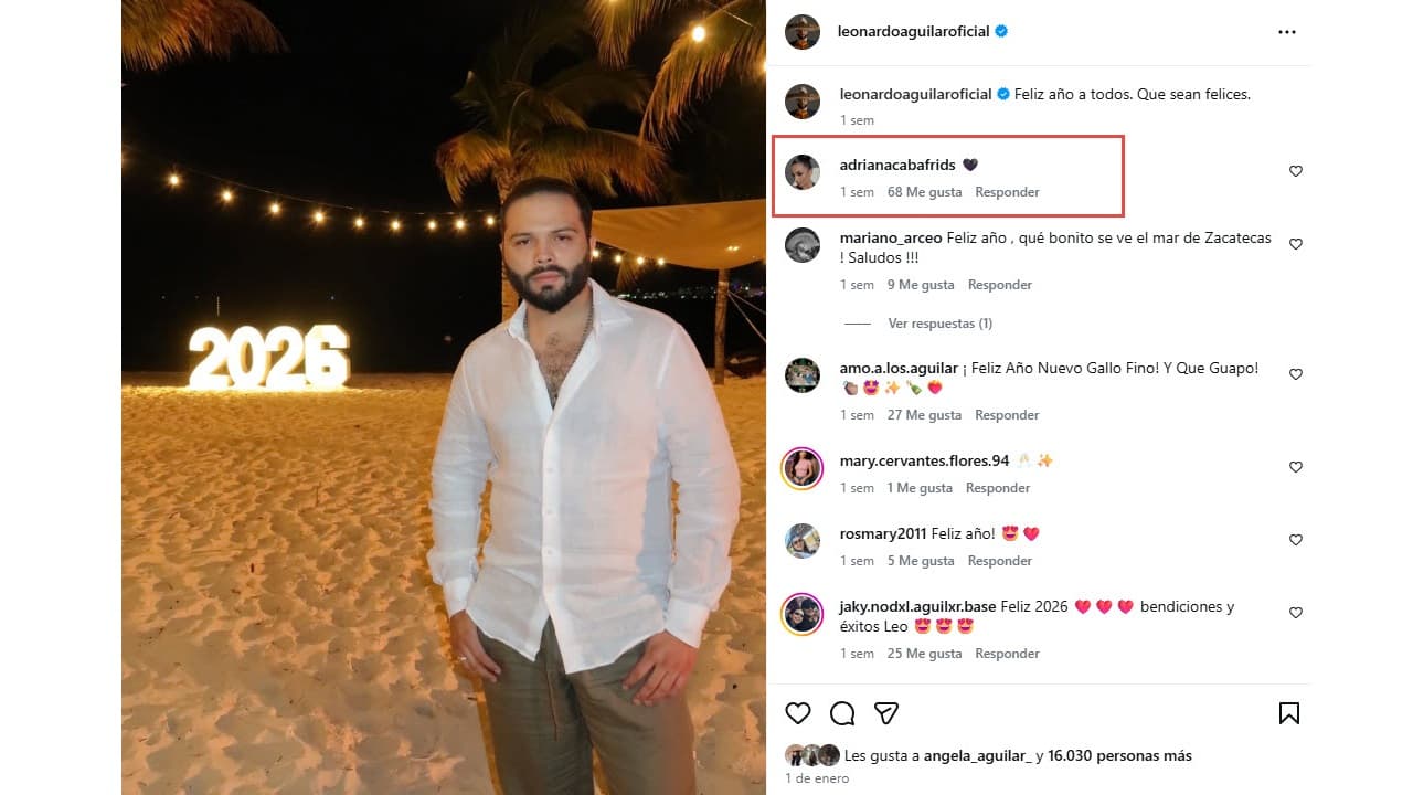 Adriana Caballero reaccionó a publicación de Leonardo Aguilar.