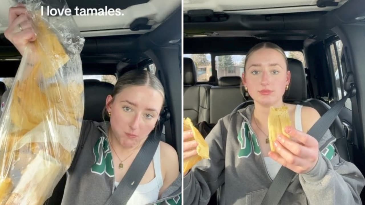 Estadounidense se come 3 tamales en solo 10 minutos y los mexicanos reaccionan: "Así no se comen"